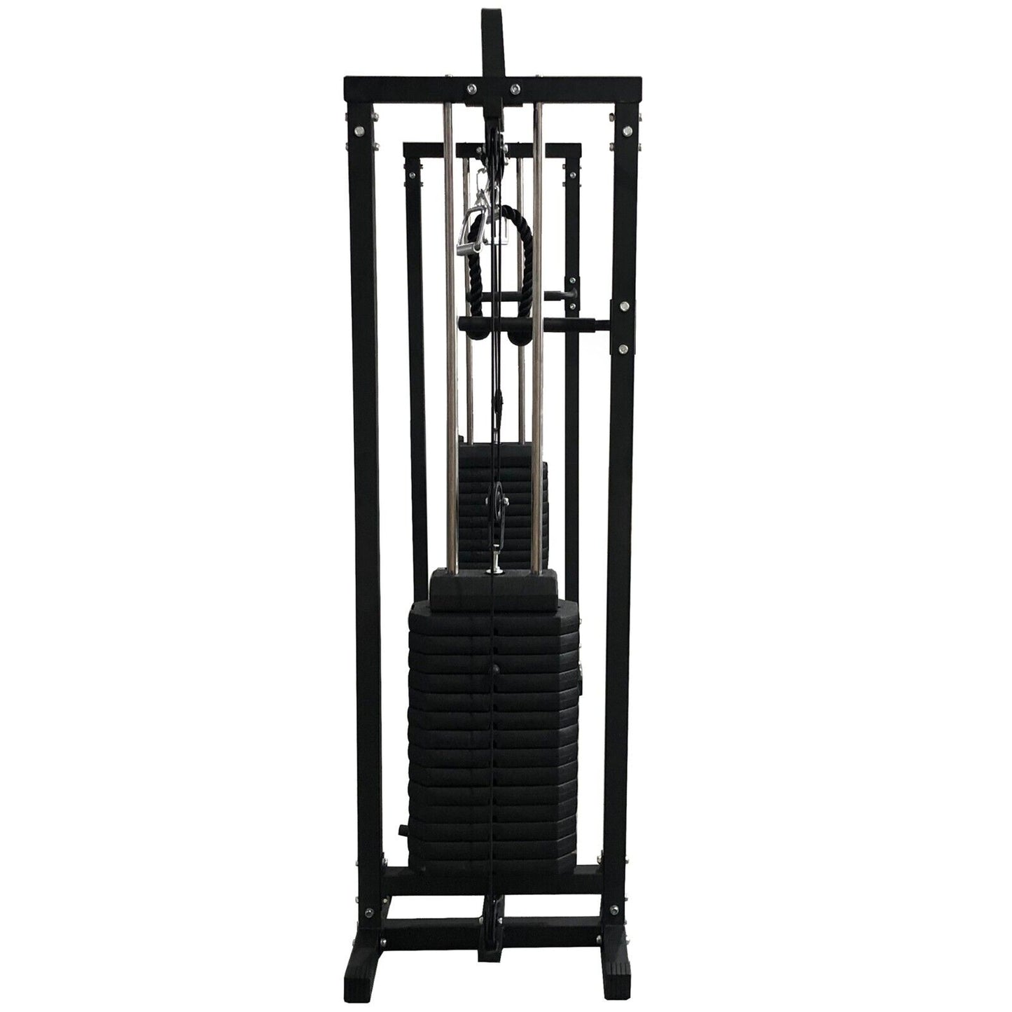 Heavy-duty gunmetal steel frame with wide base and stability features