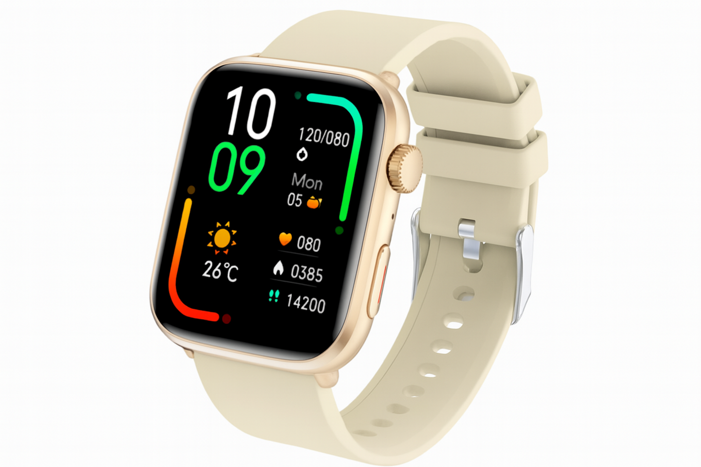 2025 Pulserig Women’s Smart Sports Health Watch in yellow – bright AMOLED display fitness tracker with Bluetooth calls, waterproof design, heart rate, and multi-sport tracking.