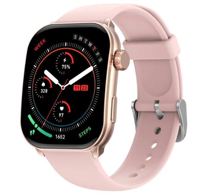 2025 Pulserig Women’s Smart Sports Health Watch in pink – best budget AMOLED fitness tracker with Bluetooth calls, heart rate, sleep monitor, waterproof, and 100+ sport modes.