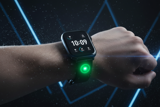 Fitness smartwatch with heart rate and sleep tracking features. Pinterest pin for guide on using data to train smarter at home.