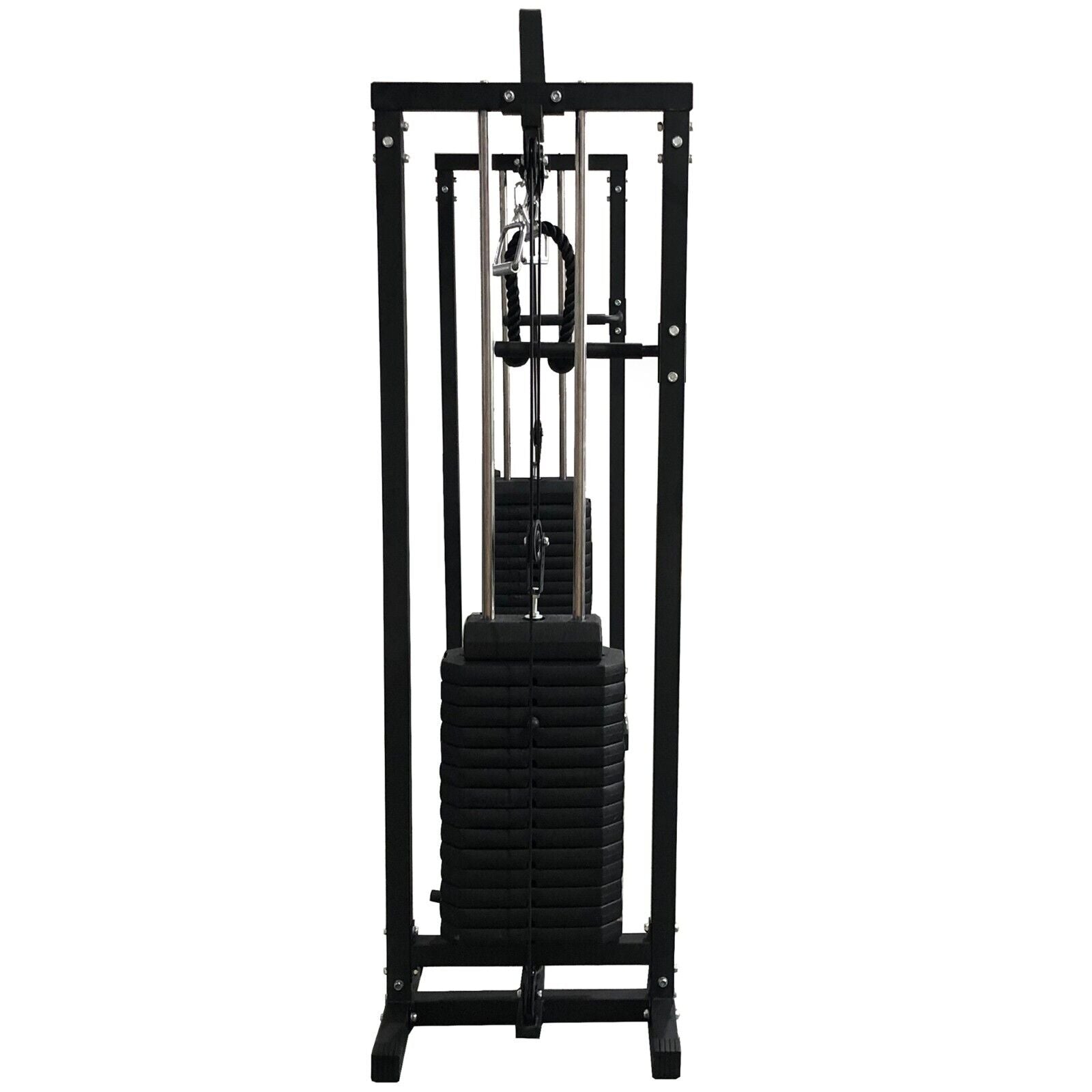Heavy-duty gunmetal steel frame with wide base and stability features
