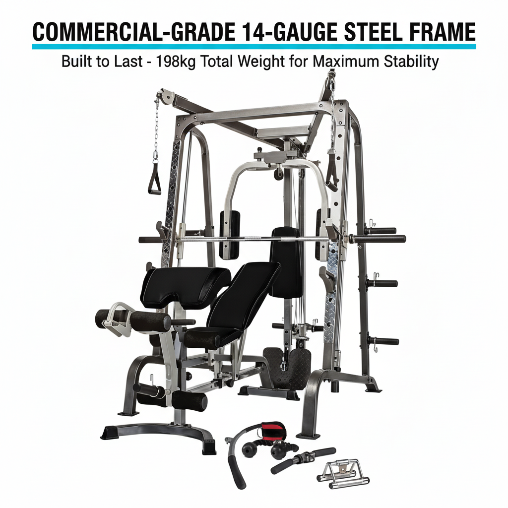 14-gauge steel frame feature smith machine 