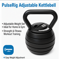PulseRig Adjustable Kettlebell with multiple weight settings, ideal for strength training, fitness workouts, and home gym exercises.