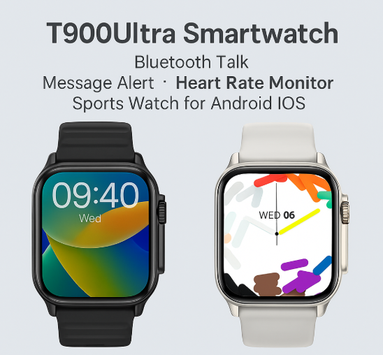 T900 Ultra Smartwatch with heart rate monitor and Bluetooth calling for Android and iOS