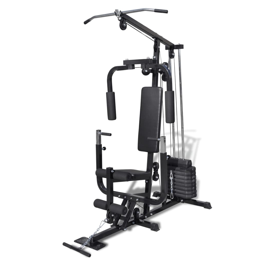 Black home gym equipment on a white background
