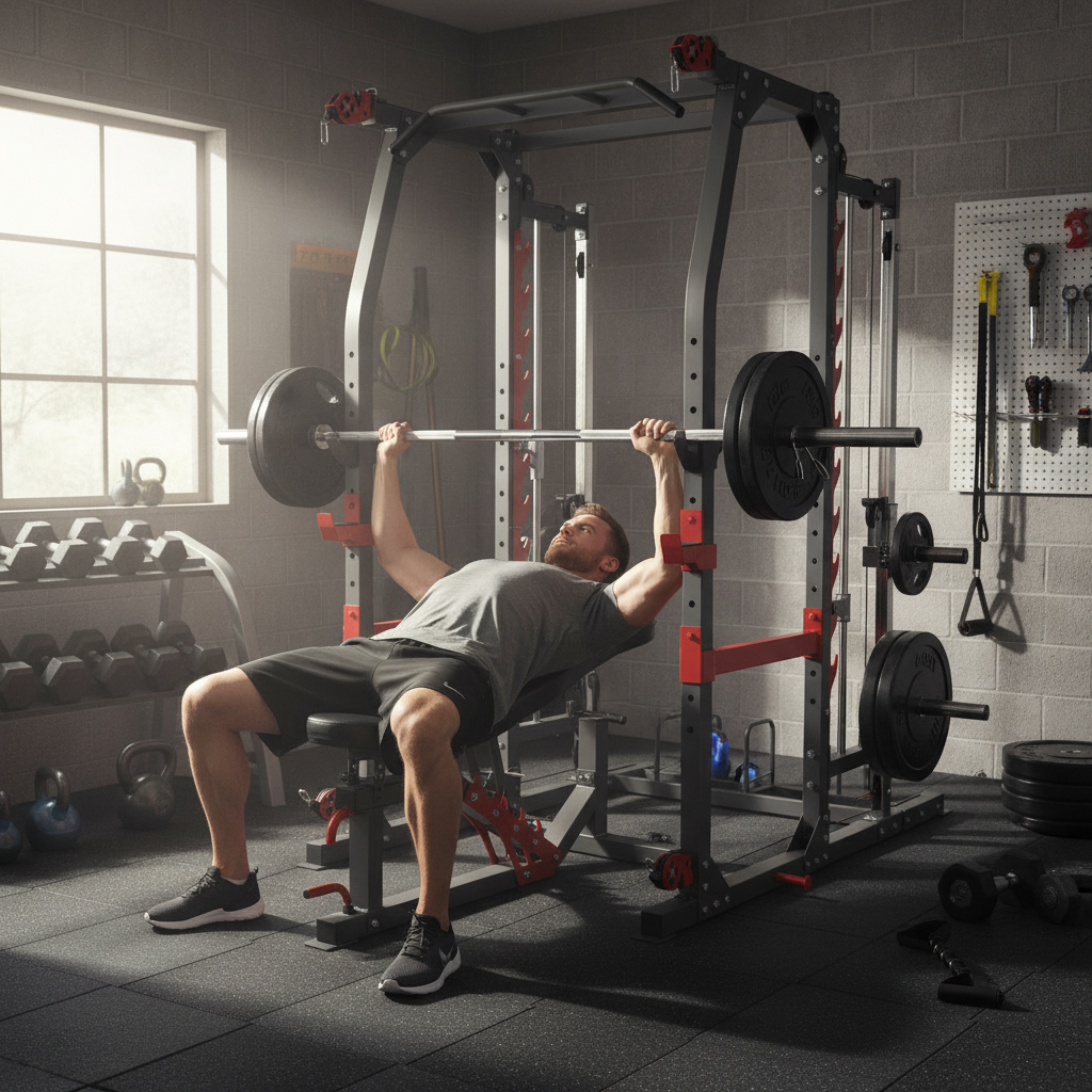 Incline bench press on Marcy SM-4903 adjustable FID bench with Olympic weights