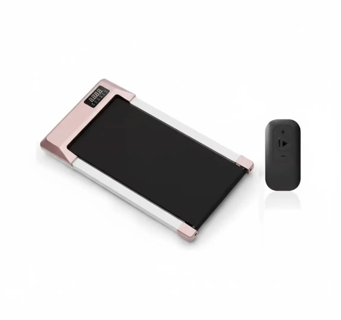 Pulserig Compact Under-Desk Walking pad Treadmill pink gold on white background