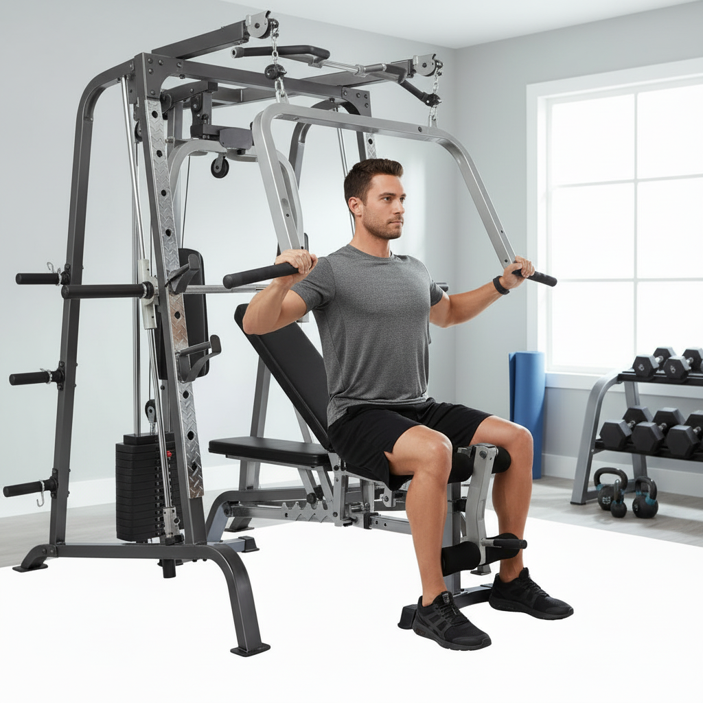 Pec dec chest exercise with a smith machine 