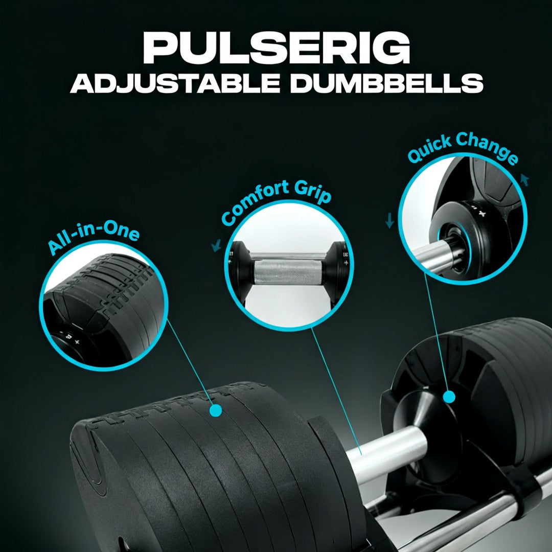 Pulserig all-in-one adjustable dumbbells with quick change system