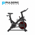 Pulserig logo with indoor exercise bike for brand promotion