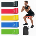 Pulserig Resistance bands in various colours with a person using them for exercise