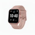 “Pulserig Smartwatch in pink with AMOLED display on white background