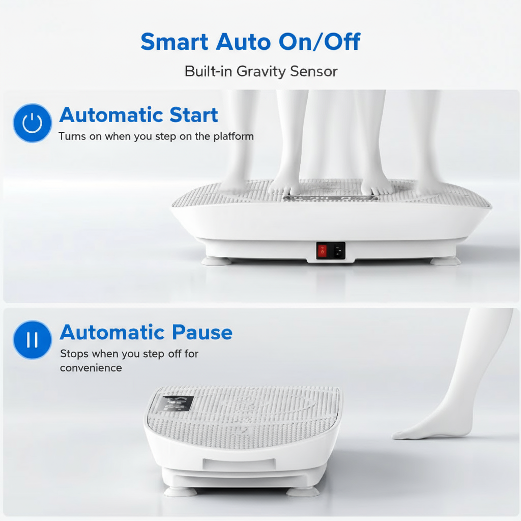 Pulserig vibration plate smart auto on off with gravity sensor