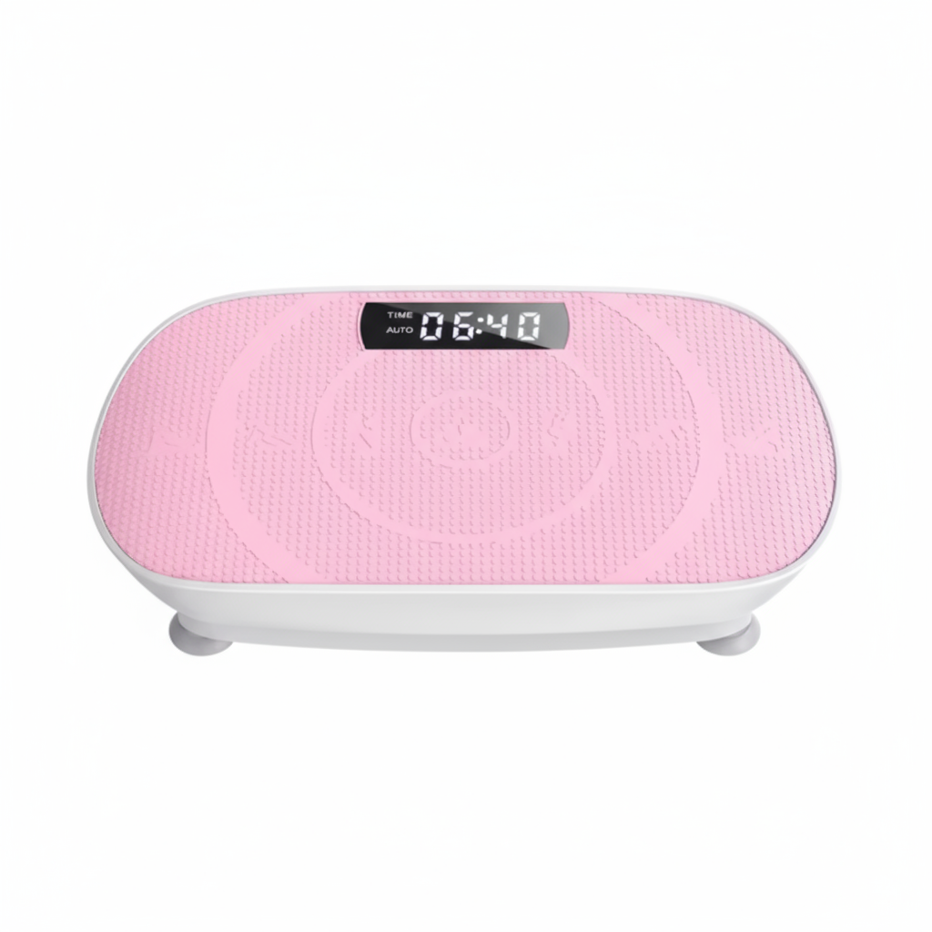 Pulserig vibration plate in white angled view with display screen