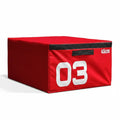 Red foam plyometric box 45cm height numbered 03 for advanced fitness training