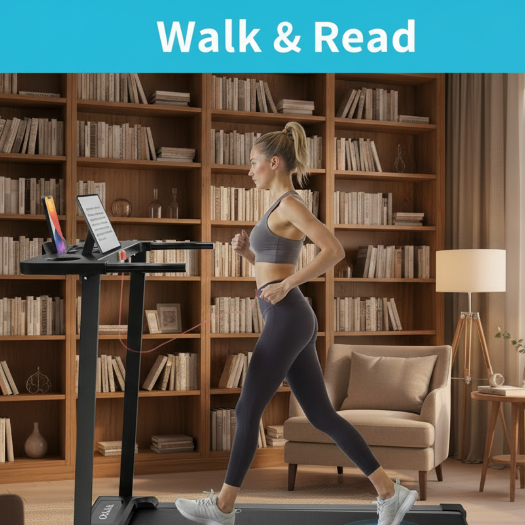 Walking pad treadmill multitasking reading portable under desk home fitness