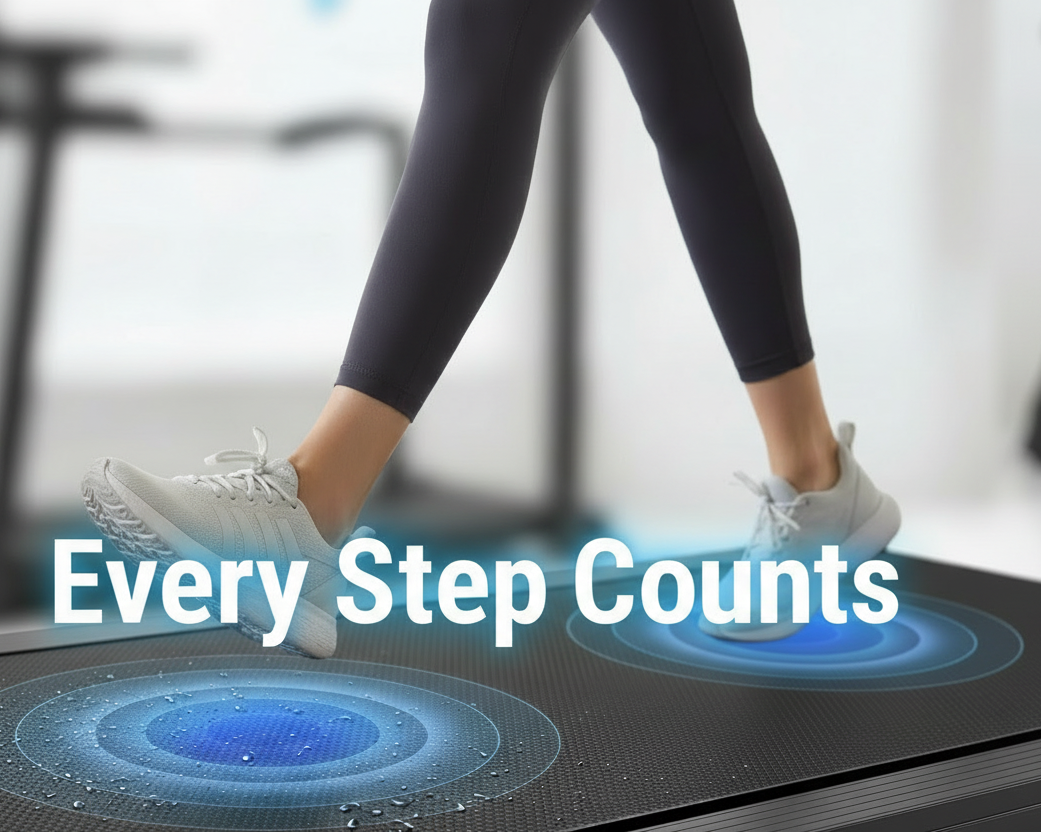 Walking pad treadmill walking surface in use portable compact home fitness