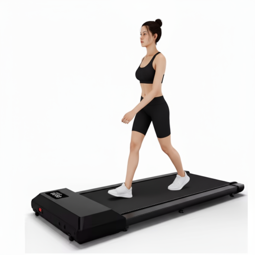 Pulserig Walking pad treadmill with woman walking white back ground